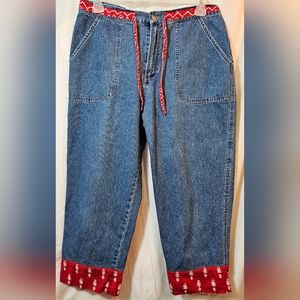 Boho Cropped denim women's jeans with unique style (mr1)